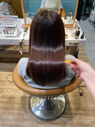 セミロング 縮毛矯正 髪質改善 韓国風レイヤー 吉田のヘアスタイル