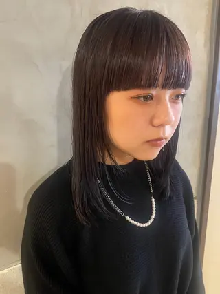 セミロング カラー さの あやねのヘアスタイル
