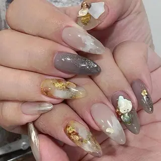 ネイル リボン、ガーリー パーツ放題専門店のネイルデザイン