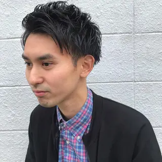 ショート カラー パーマ メンズ ニュアンスパーマ/ レイヤー/茶屋町のヘアスタイル
