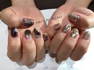 ショート カラー ネイル マツエク・マツパ illum hicariのネイルデザイン