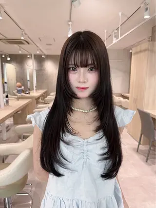 ロング 韓国レイヤー×透明感 カラー/山崎一輝のヘアスタイル