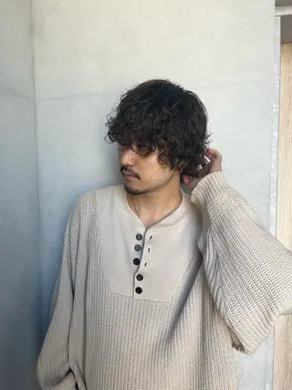 ミディアム カラー パーマ メンズ 🌿‬ナチュラルヘア /パーマ/蒼真🍃のヘアスタイル