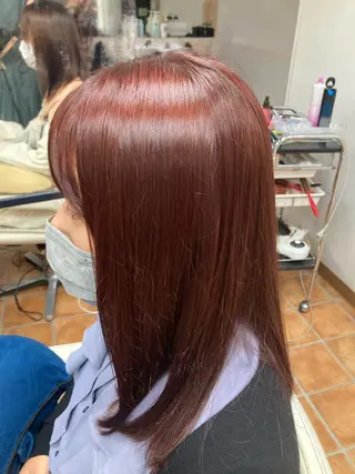 セミロング カラー ヘアアレンジ 縮毛矯正/ /関内/あべももこのヘアスタイル