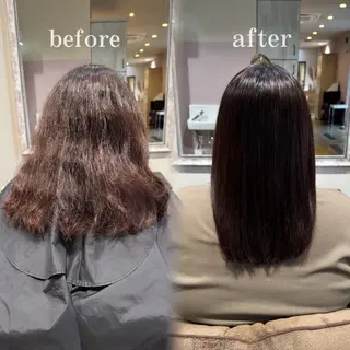 ロング なつき/ 艶カラー/縮毛矯正のヘアスタイル