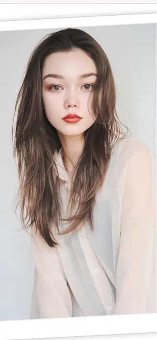 ロング オリーブ カラー✨有坂映哉のヘアスタイル
