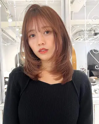 セミロング カラー 【韓国ヘア×透明感 カラー】笹谷 莉未のヘアスタイル