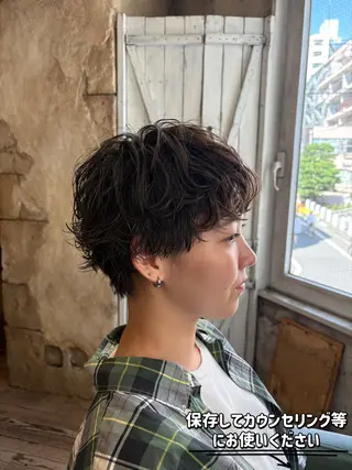 ショート パーマ 小田 聖也のヘアスタイル