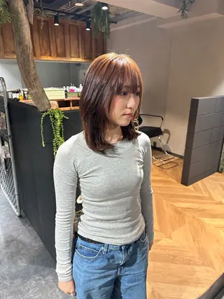 ミディアム カラー レイヤーブリーチ特化 ホワイト専門/岸のヘアスタイル
