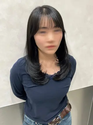 セミロング カラー 💖ブリーチなし透明 感💖ASAHIのヘアスタイル