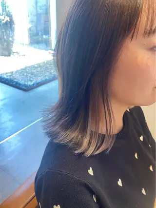 ミディアム 酸性ストレート/ブリ ーチなしWカラー河本のヘアスタイル