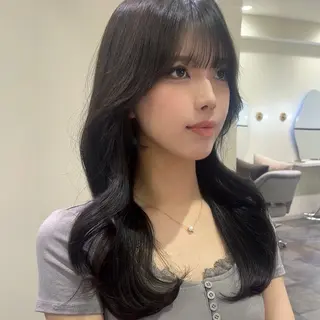 ロング カラー ブリーチなしWカラー /レイヤーカット大阪のヘアスタイル