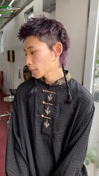 ミディアム カラー qiie/ワンカラー メンズカット/カラーのヘアスタイル