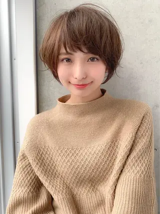 ショート カラー パーマ ♡透け感カラー 大賀哲平♡のヘアスタイル