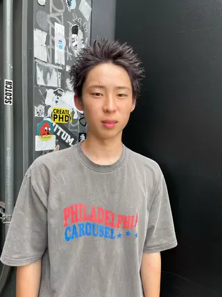 ショート カラー メンズ スパイラルパーマ 🌐hina⭐️のヘアスタイル