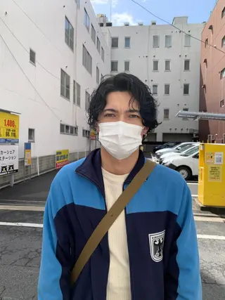 ミディアム パーマ メンズ 落合 優樹のヘアスタイル