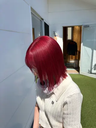 カラー まろみ暖色×ボブ ×chia🕯のヘアスタイル
