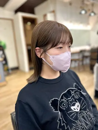 ミディアム カラー パーマ ヘアアレンジ メンズ キッズ レイヤーカット 🌿透け感カラーのヘアスタイル