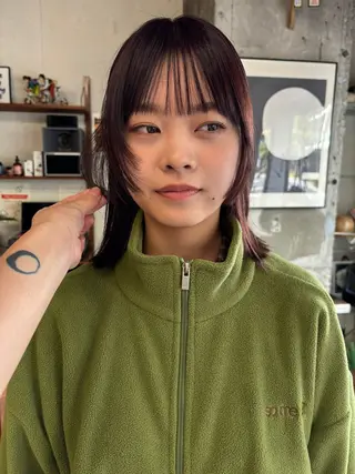ミディアム カラー 永田 愛莉のヘアスタイル