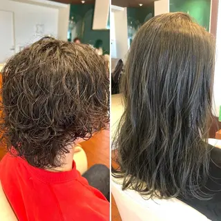 ミディアム パーマ メンズ 榧木 萌香のヘアスタイル