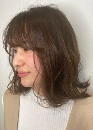 ミディアム ボブスタイル/ 透明感カラー/八幡のヘアスタイル