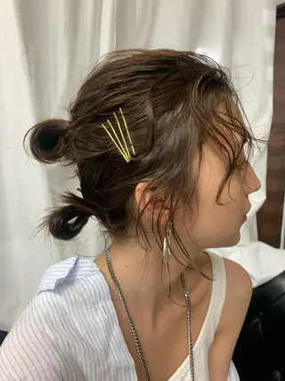 ミディアム カラー パーマ ヘアアレンジ ［girl］ MIKIのヘアスタイル