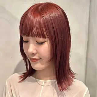 ミディアム カラー Yuki☺︎パーマ レイヤーカットのヘアスタイル