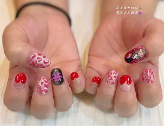 ネイル ショートネイル 森のさんぽ道のネイルデザイン