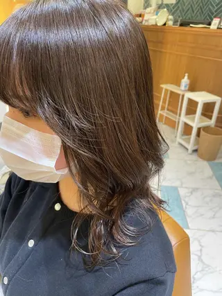 ミディアム カラー 縮毛矯正 髪質改善 韓国風レイヤー 吉田のヘアスタイル