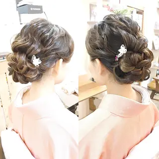セミロング ヘアアレンジ キッズ 早朝✨ヘアセット 着付け/清水玲歌のヘアスタイル