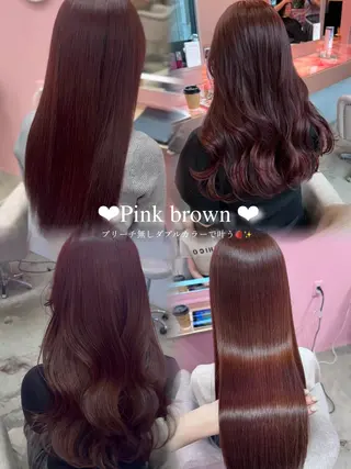 ロング カラー Miu 名古屋カット ミディアム/ピンク髪のヘアスタイル