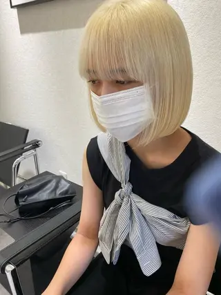 ミディアム カラー ムトウセイマ/ 縮毛矯正/ブリーチのヘアスタイル