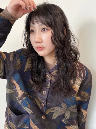 ロング カラー パーマ ボブパーマ/パーマ ウルフパーマのヘアスタイル