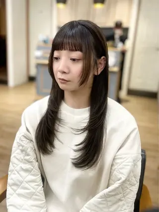 ロング カラー パーマ ヘアアレンジ メンズ キッズ レイヤーカット 🌿透け感カラーのヘアスタイル
