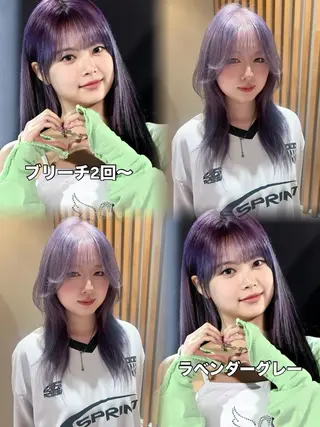 ミディアム カラー 興津/韓国レイヤー ダブルカラー美髪縮毛のヘアスタイル