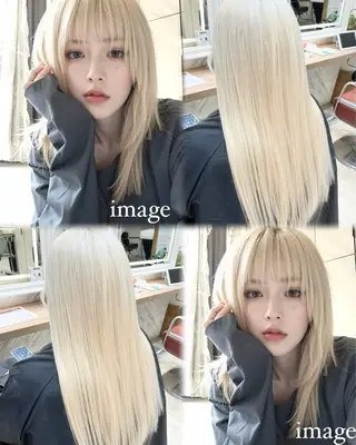 ロング カラー ハイトーンカラー シールエクステのヘアスタイル