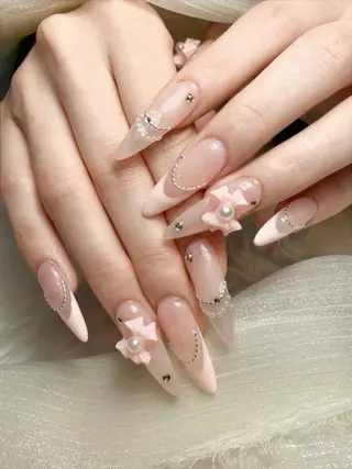 ロング カラー 波 なみのネイルデザイン