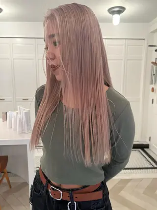 ロング カラー ブリーチカラー🎀 韓国風/寺門美優のヘアスタイル