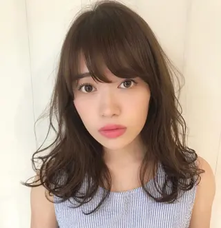 ミディアム カラー パーマ 艶カラー/似合わせ 💖Emmy💖のヘアスタイル