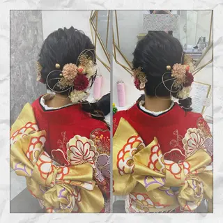 セミロング ヘアアレンジ ヘアセット/着付け 𓇼 松本 夏美𓇼のヘアスタイル