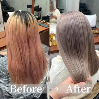 セミロング カラー 立川✨ブリーチ/ ケアブリーチ✨のヘアスタイル