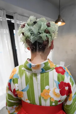ミディアム ヘアアレンジ manami/ヘア セット/ハイトーンのヘアスタイル