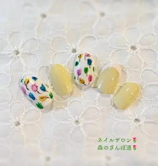 ネイル ショートネイル 森のさんぽ道のネイルデザイン
