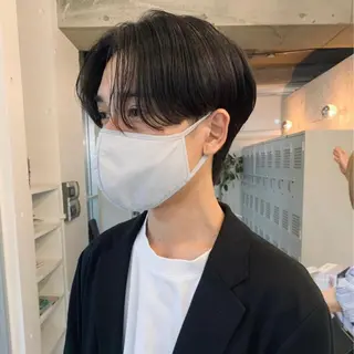 ショート パーマ メンズ センターパート／マッ シュ／パーマ　あさみのヘアスタイル