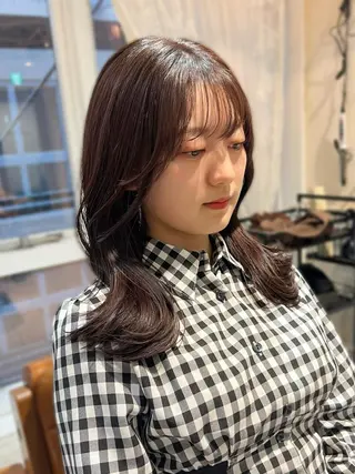 セミロング カラー 浅沼 久瑠美のヘアスタイル