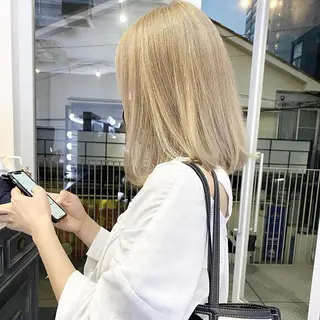 ミディアム カラー パーマ ヘアアレンジ メンズ キッズ ネイル マツエク・マツパ アイブロウ 韓国風×透明感カラー 髪質改善オタベシンヤのヘアスタイル