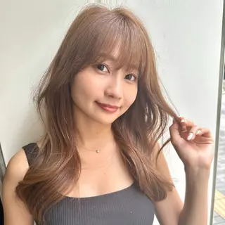 ロング カラー 新宿/レイヤーカット 髪質改善/小顔見せのヘアスタイル