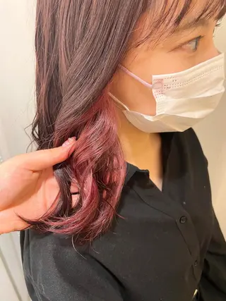 セミロング カラー ヘアアレンジ ハイトーンピンク🍑 ブリーチ🍑RINAのヘアスタイル