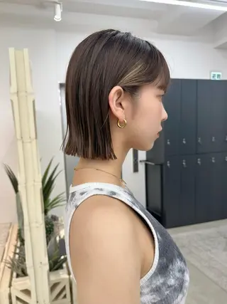 ミディアム カラー レイヤーボブ/ボブ 名駅/縮毛矯正のヘアスタイル