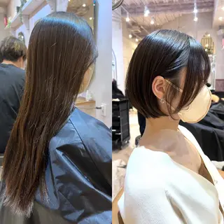 ショート ブリーチなしダブル カラー縮毛矯正 下野のヘアスタイル